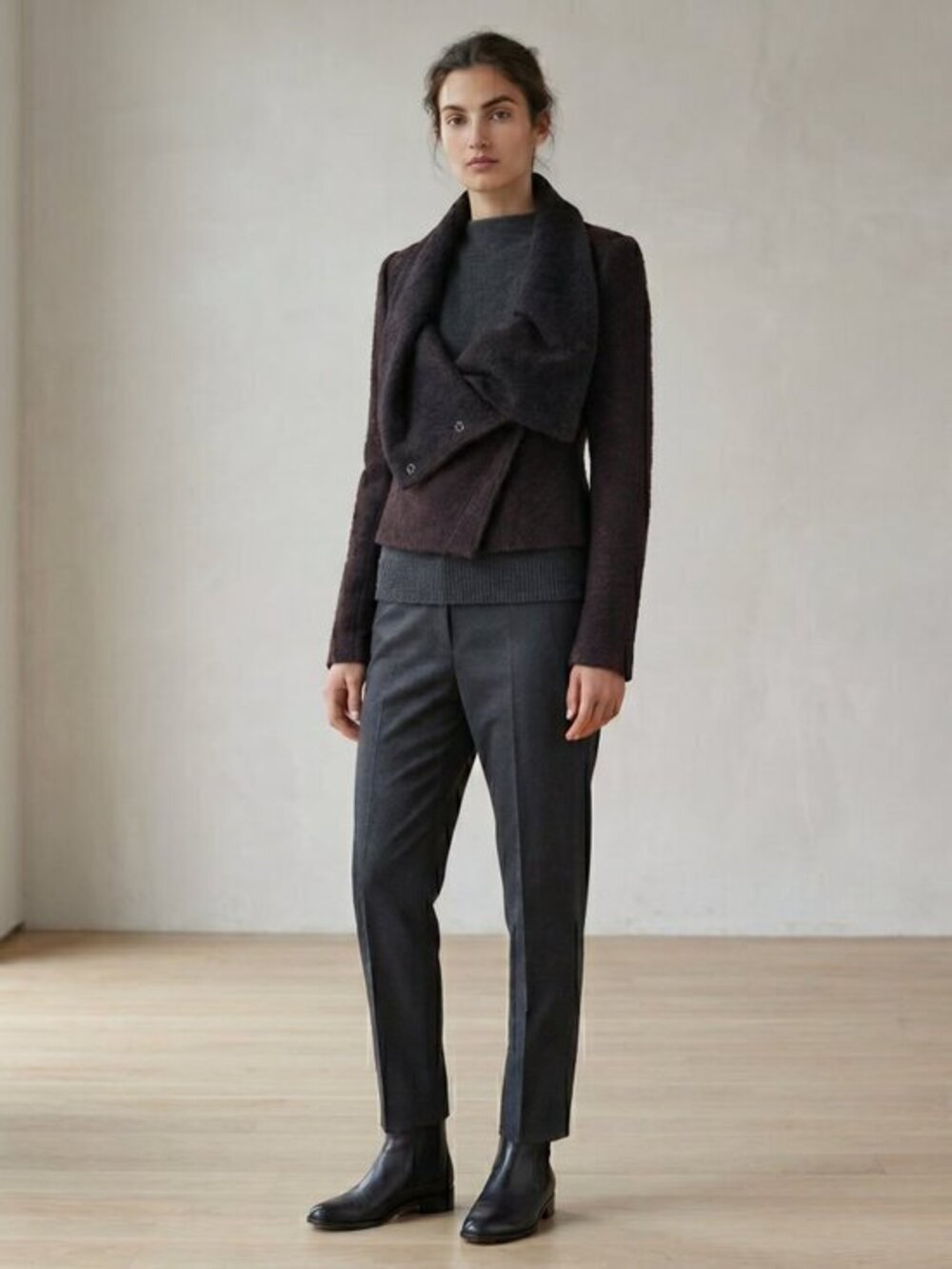 Isabel Marant textured wool asymmetrical, red and black jacket small